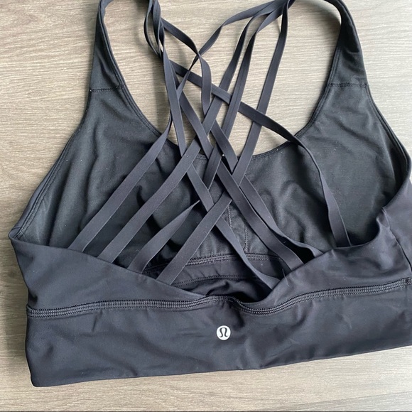 Lululemon Black Cross-Back Long-Line Unpadded Bra - Size 12 - Picture 3 of 6